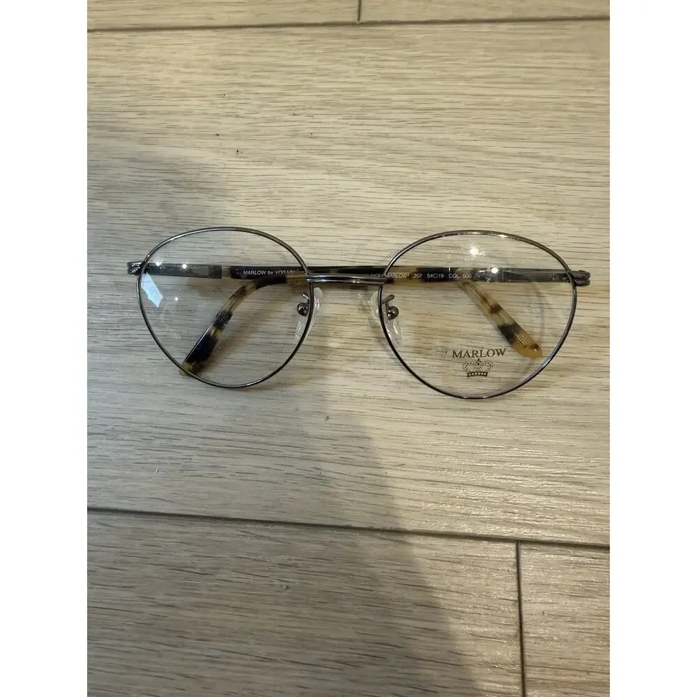 Marlow by Vogart 207 Eyeglasse Frames Gunmetal Tortoise Round Italy 54-19 500